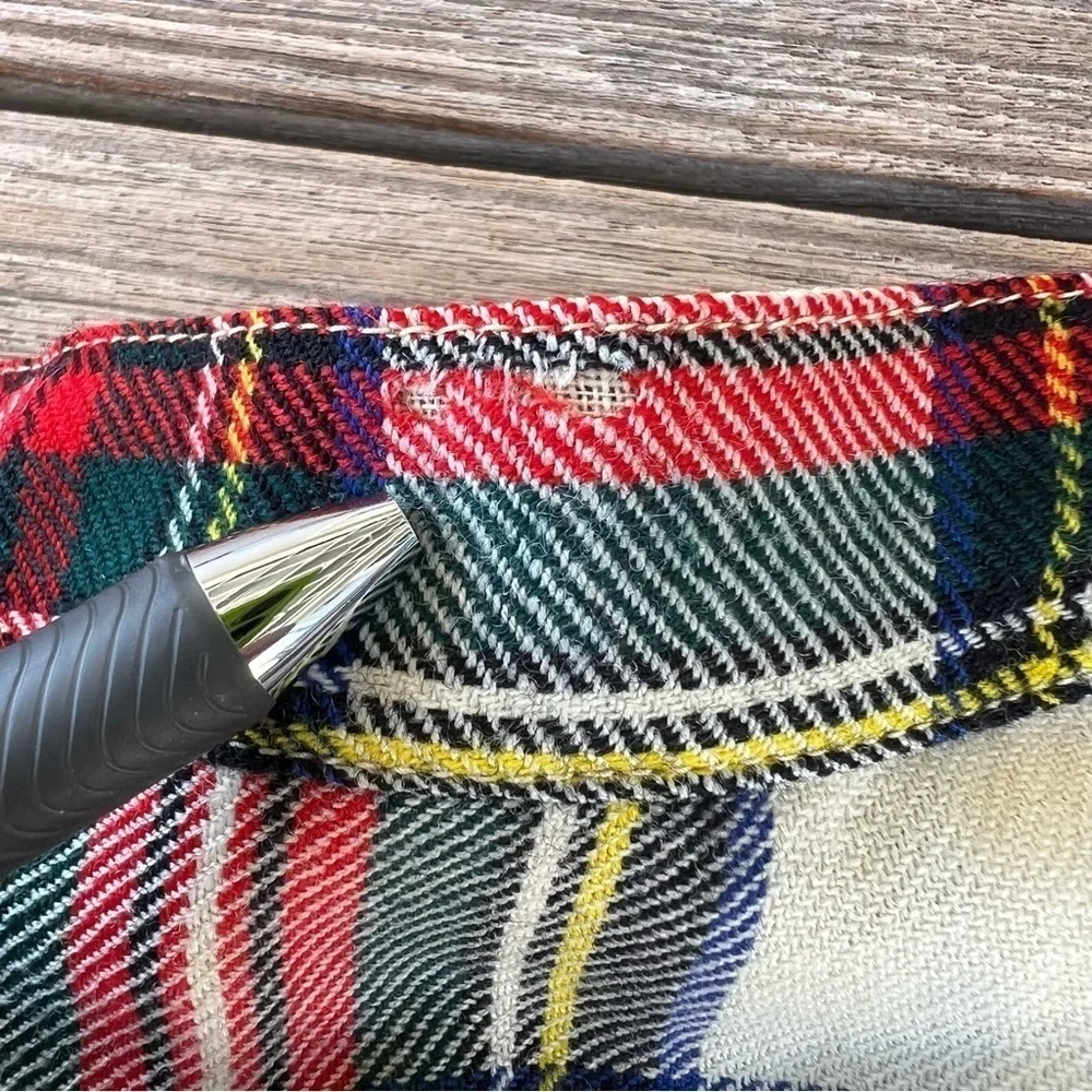 Vintage Canadian ILGWU Tartan Plaid Kilt Skirt Pleated Fringe Kilt Pin Size 4/6